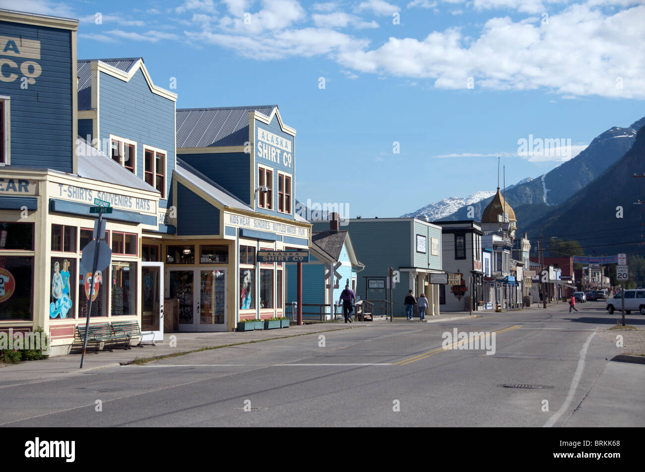 Negozi su Broadway Skagway passaggio interno Alaska USA Foto Stock