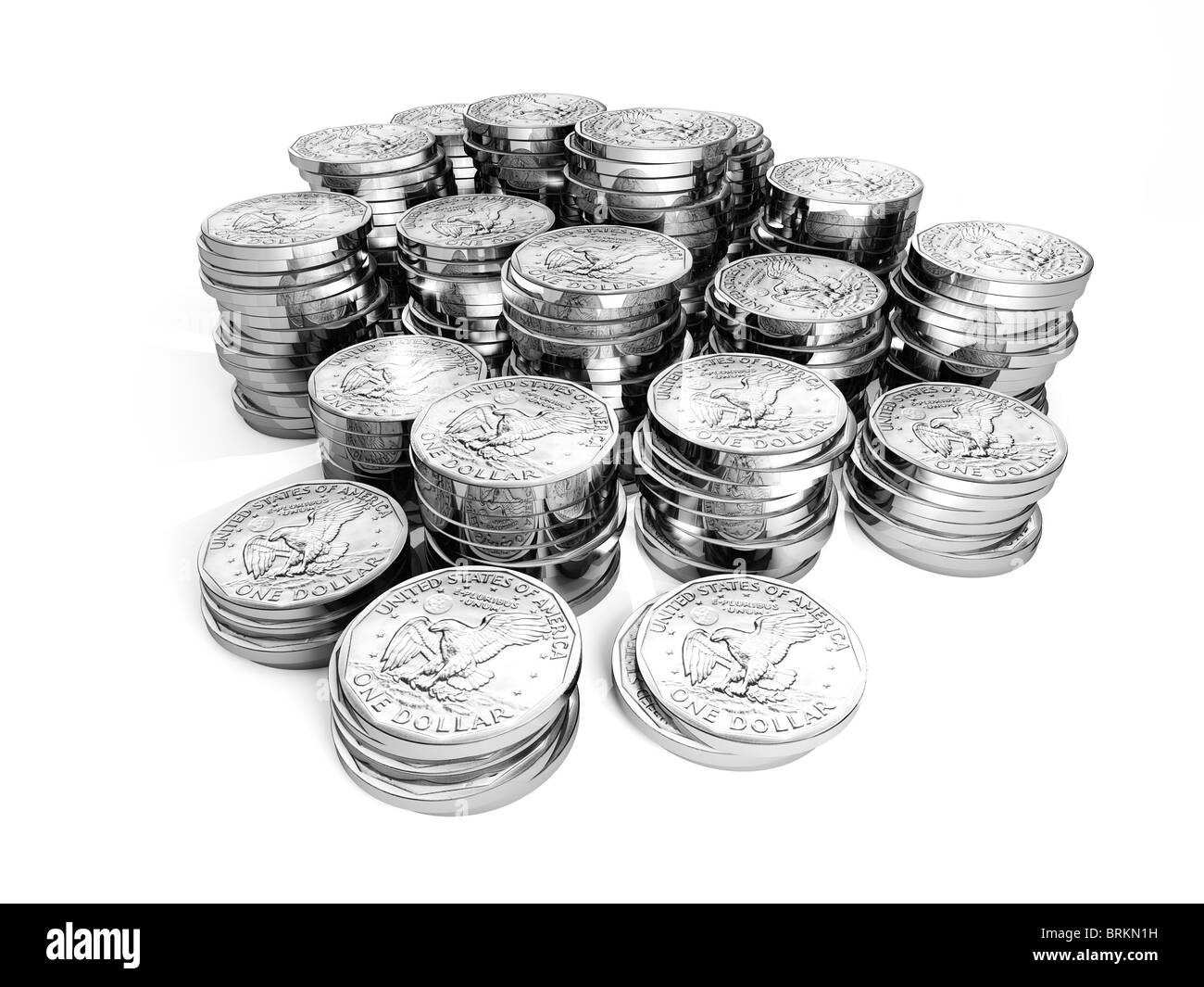 Immagine 3d di Silver Dollar us coin Foto Stock