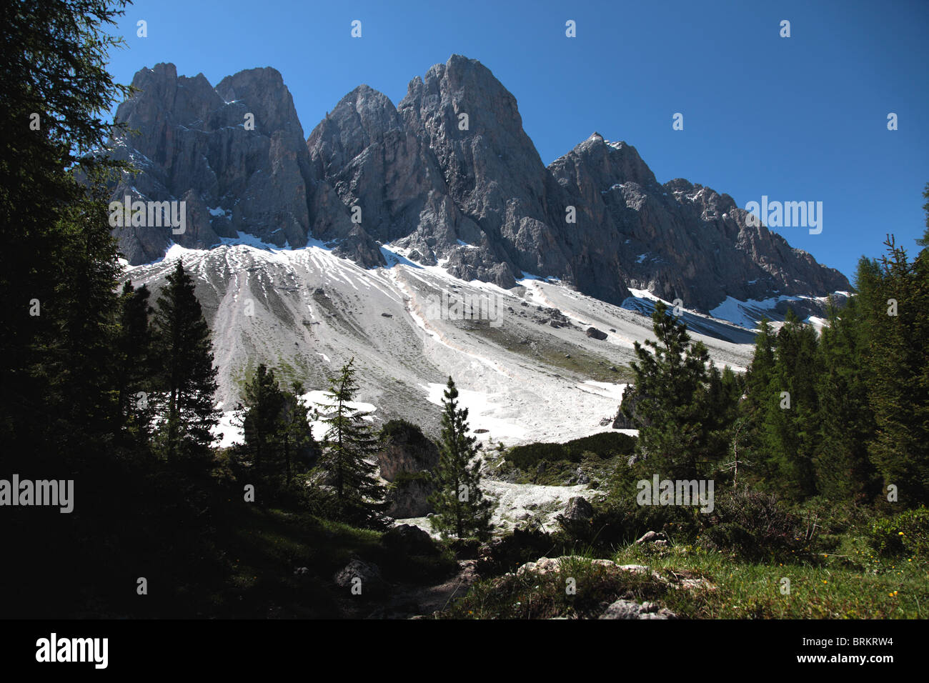 Geisler Gruppo delle Dolomiti, Alto Adige, Italia Foto Stock