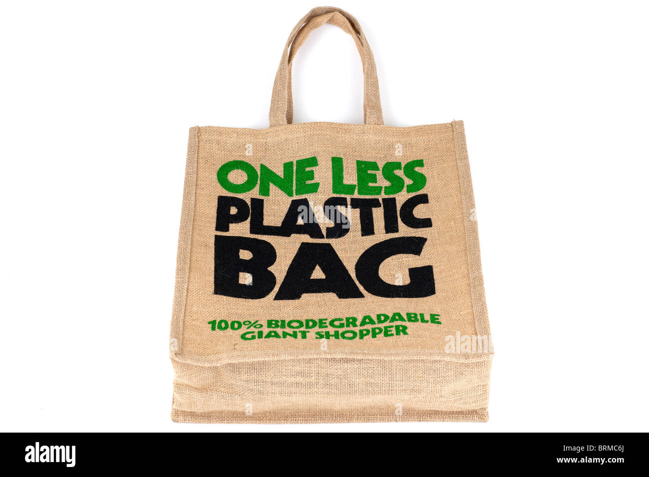 Hessian biodegradabile sostituzione gigante shopping bag inferiore di un sacchetto di plastica Foto Stock