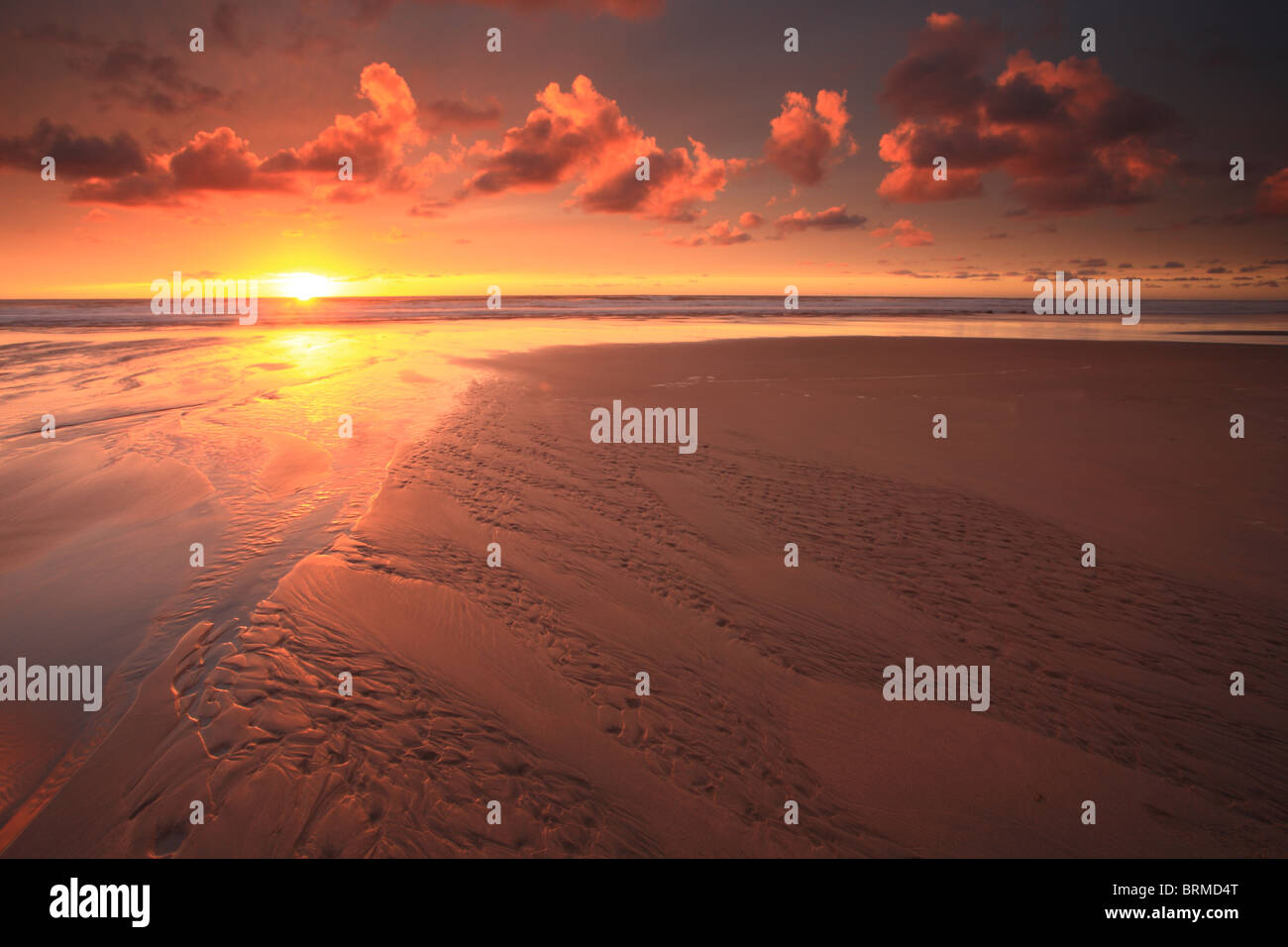 Sandymouth Bay tramonto, North Cornwall, England, Regno Unito Foto Stock