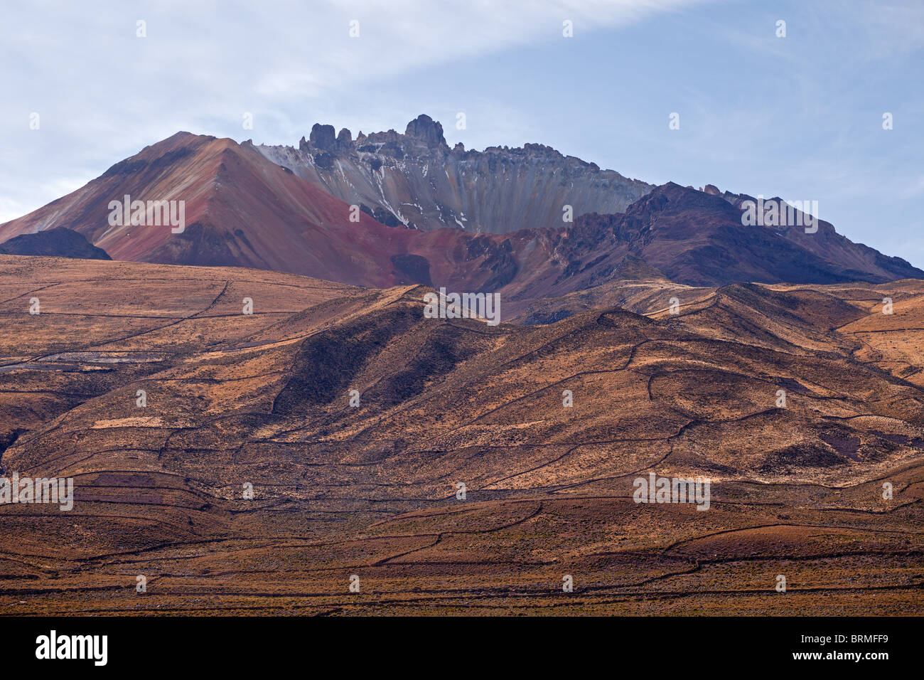 Salar de Uyuni: Tahua: Vulcano Tunupa Foto Stock