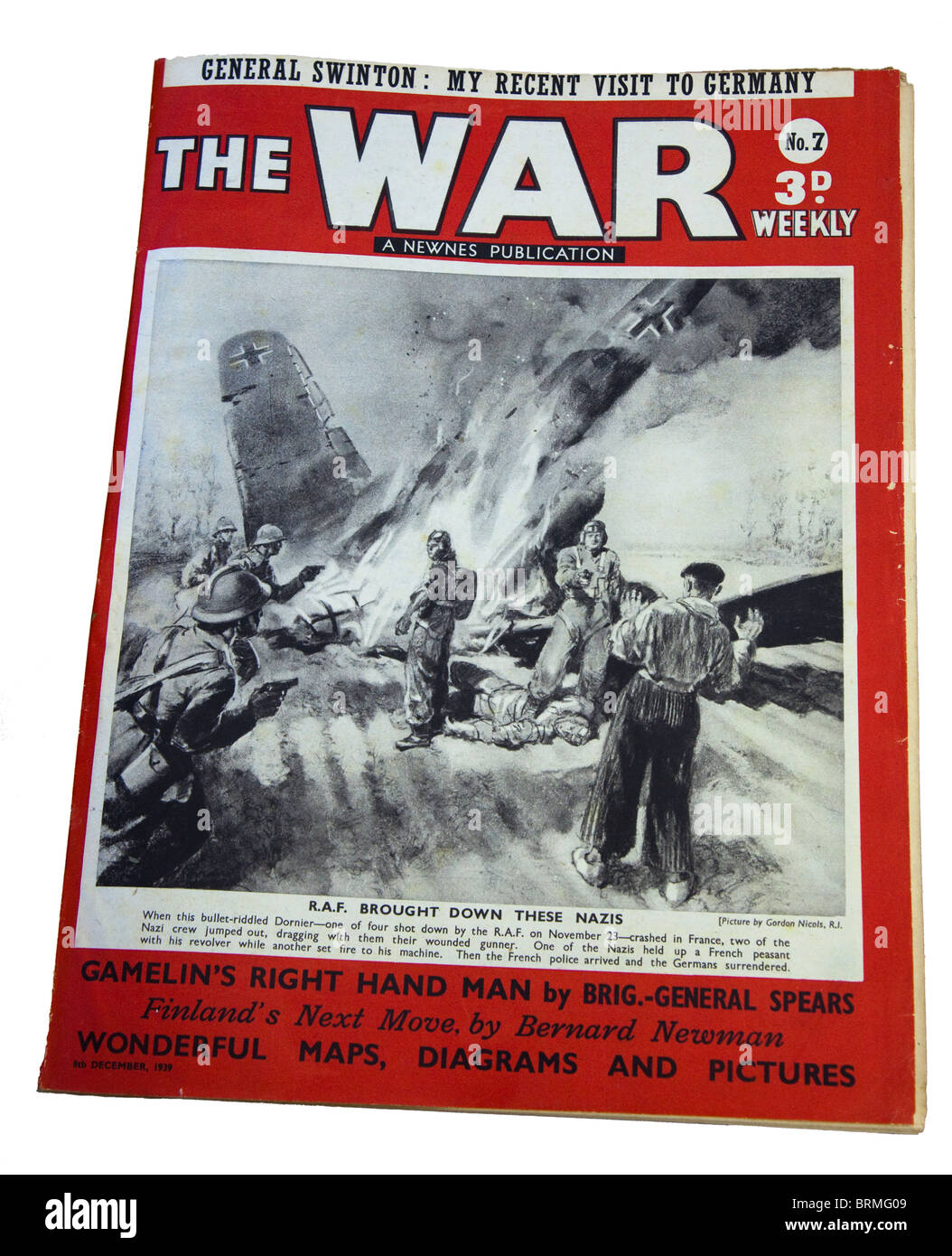 Coperchio anteriore della seconda guerra mondiale la rivista settimanale di guerra datata 8 settembre 1939 mostra aicraft nazista si è schiantato nel campo REGNO UNITO Foto Stock