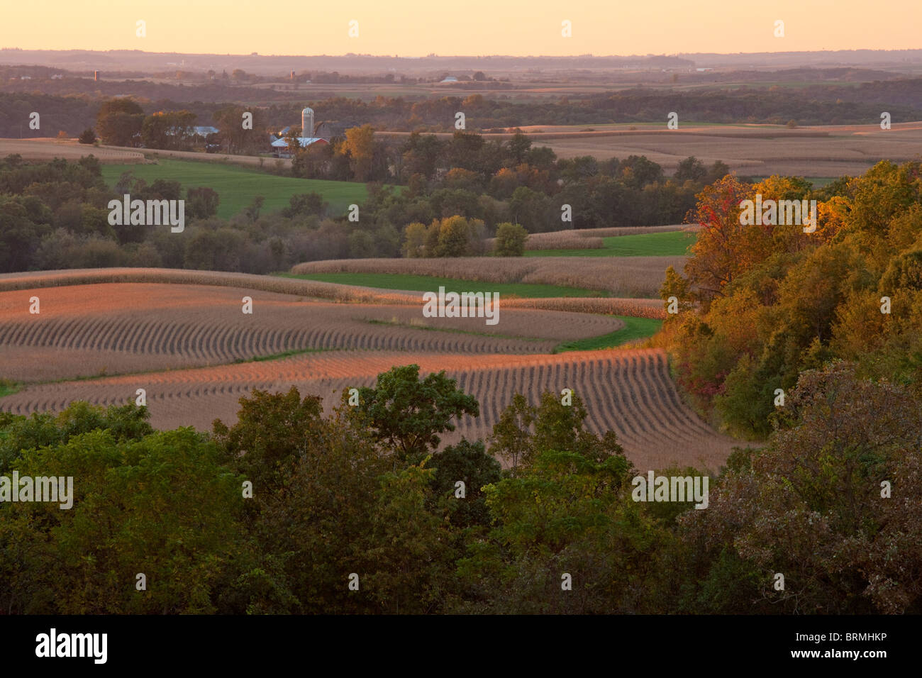 Paesaggio lungo la zona Driftless Scenic Byway, Allamakee County, Iowa Foto Stock