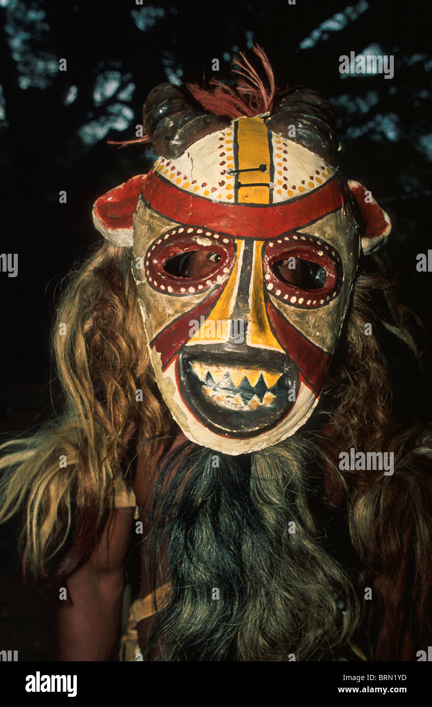 Una maschera di un Tokolosh, un tanto temuto africana di figura mitologica Foto Stock