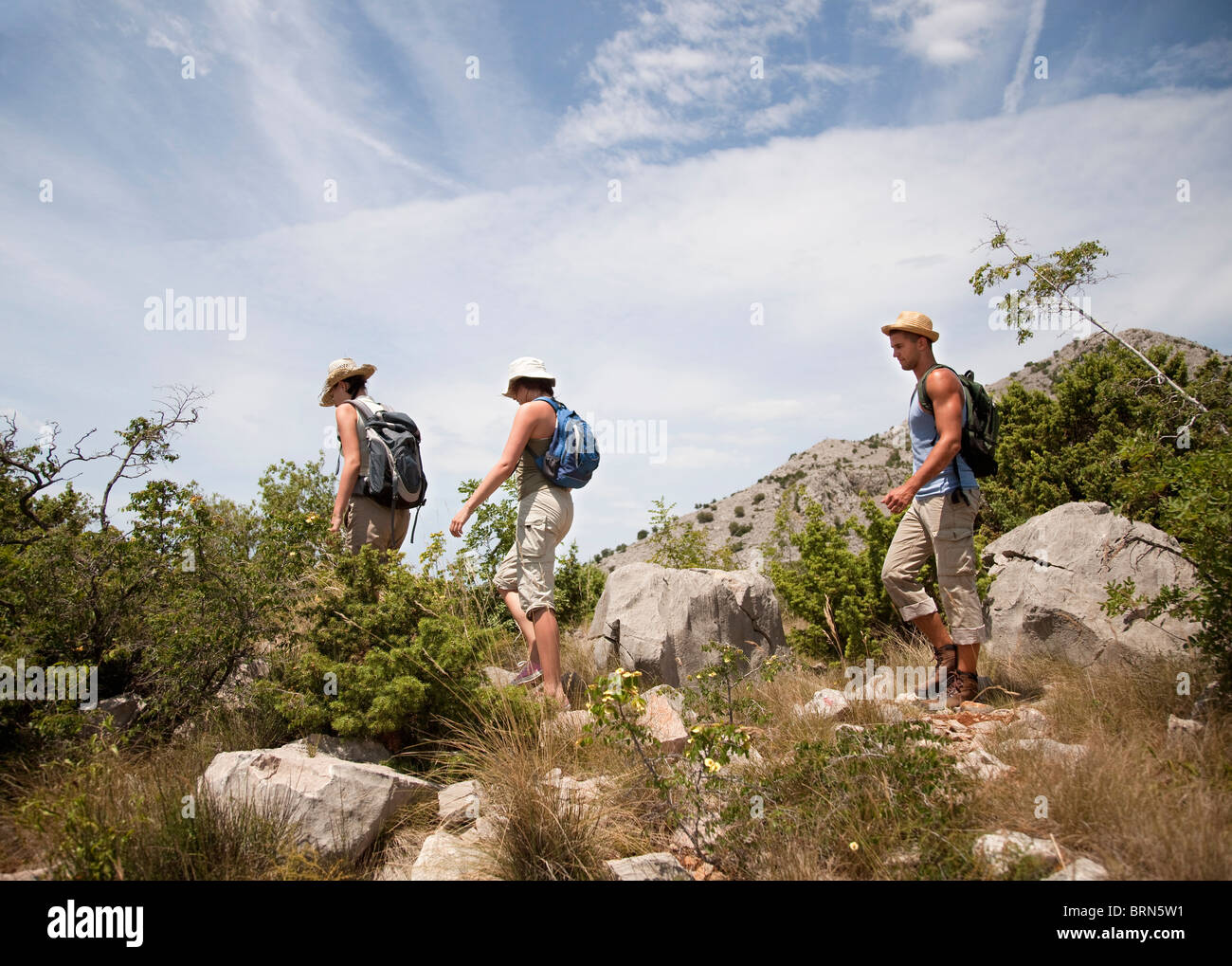 Gli escursionisti sulla via costiera Foto Stock