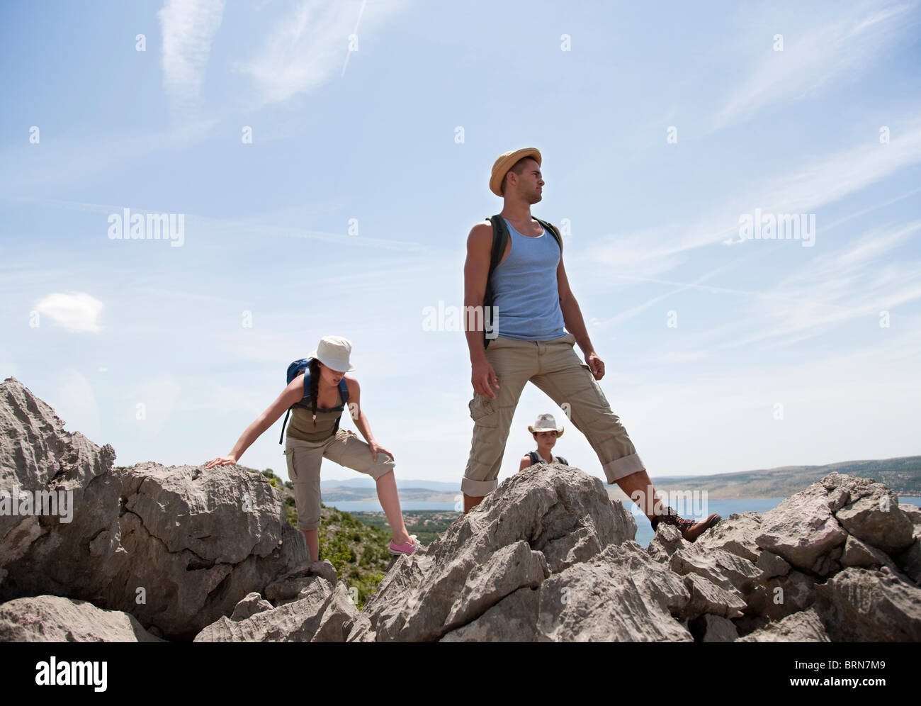 Gli escursionisti sulla via costiera Foto Stock