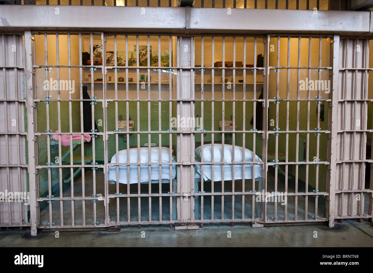 Cella di prigione, Isola di Alcatraz a San Francisco, California, Stati Uniti d'America Foto Stock