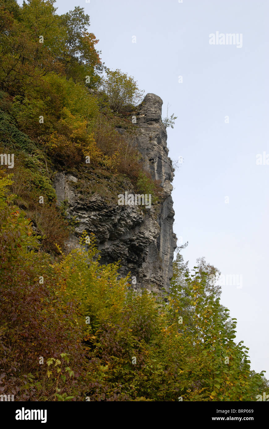 Formazione di roccia in Streitberg, Franconia, Germania Foto Stock