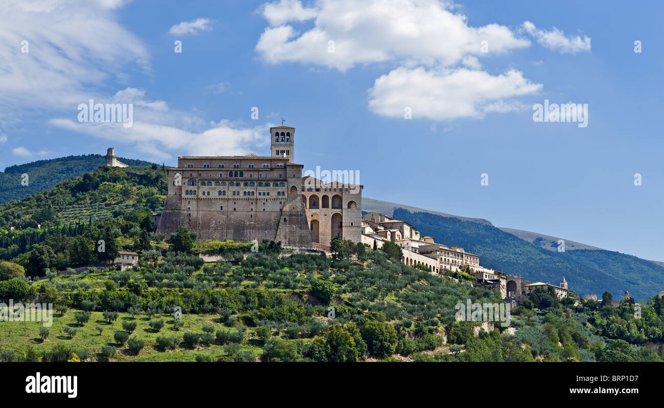 Vista di Assisi città vecchia, Umbria, Italia Foto Stock