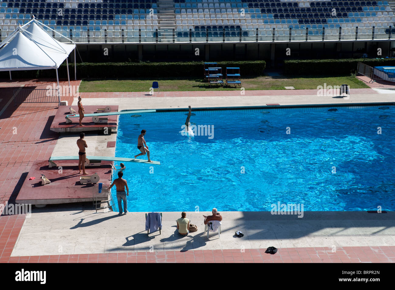 Piscina olimpionica Roma Italia sub diving gara di nuoto Foto Stock