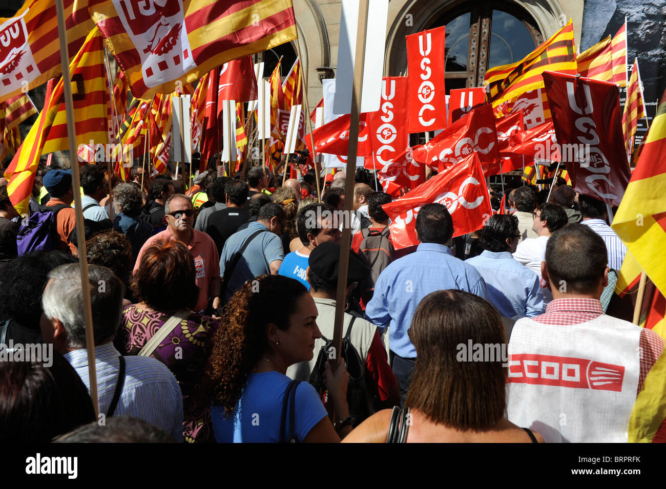 Barcellona,Spagna,29 settembre 2010 .- sciopero in tutta la Spagna per protestare contro il governo di riforme del lavoro e misure di austerità. Foto Stock