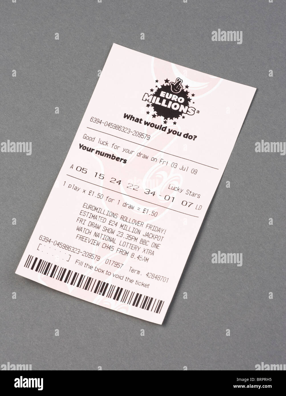 Milioni di Euro biglietto della lotteria Foto Stock