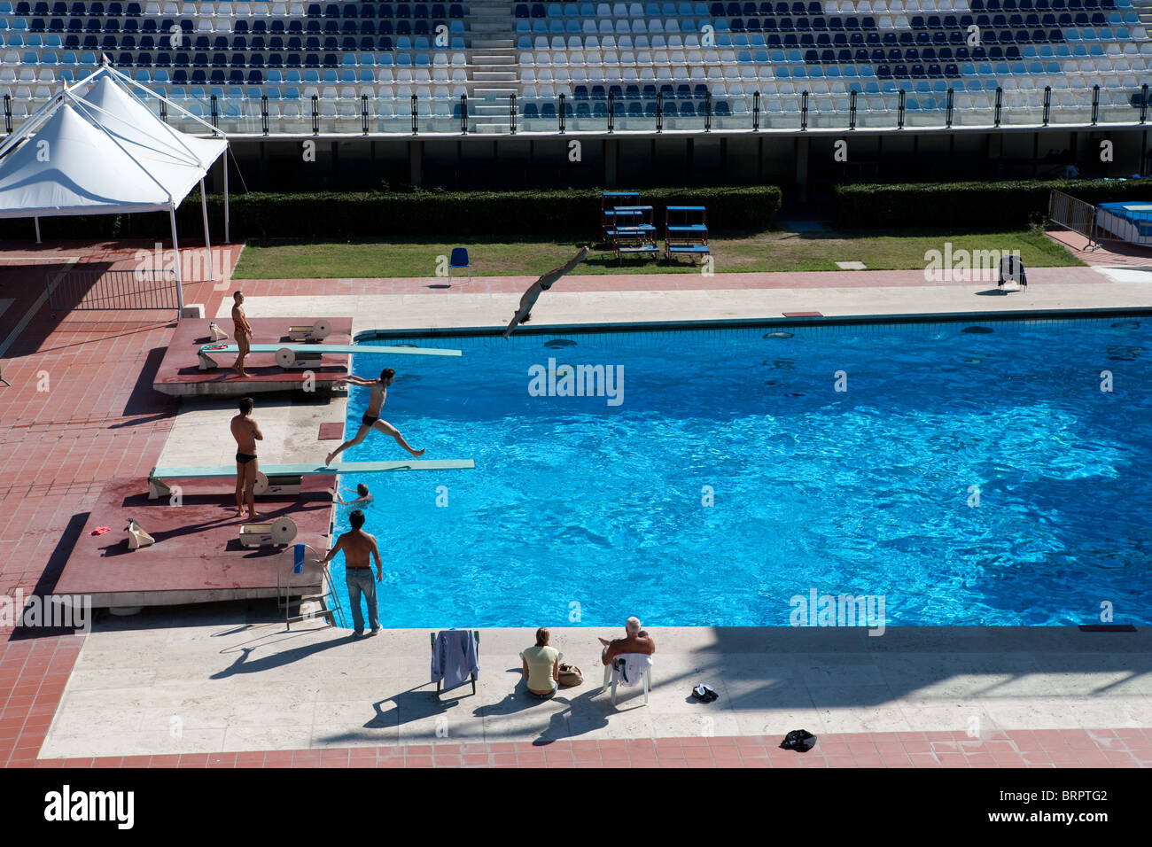 Piscina olimpionica Roma Italia sub diving gara di nuoto Foto Stock