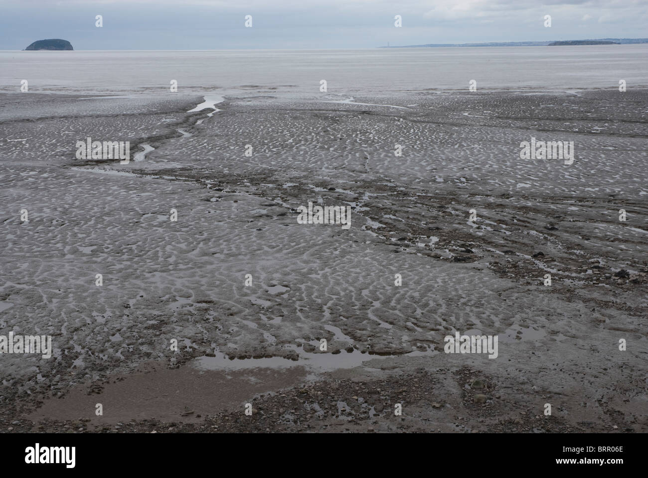 La spiaggia con la bassa marea Weston Super Mare, Somerset England Regno Unito Foto Stock