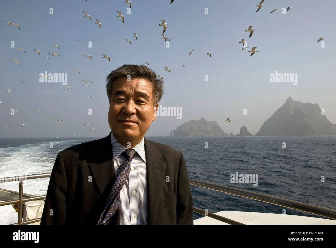 Shin Yeon-sung, segretario generale del nord-est asiatico Fondazione di storia, vicino contestato isole Dokdo in Corea del Sud Foto Stock