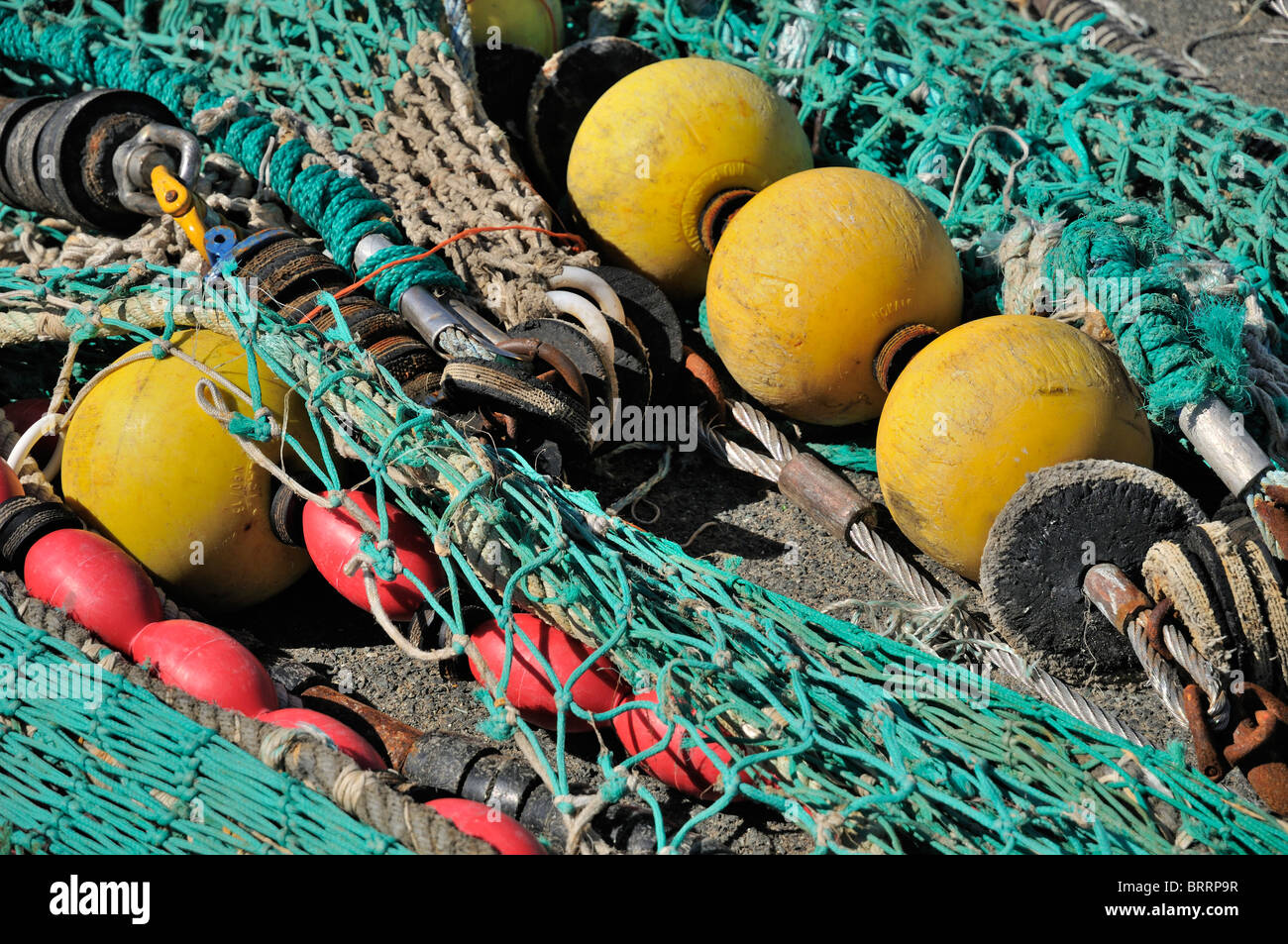 Attrezzature per la pesca, Loctudy, Bretagna Francia Foto Stock