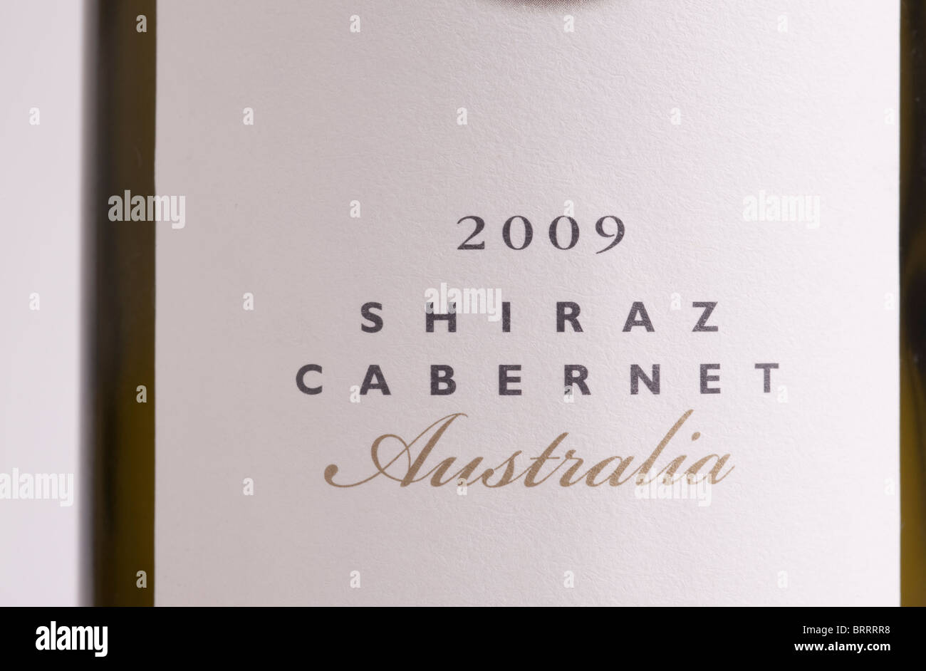 Shiraz Cabernet Australia vino Etichetta flacone closeup Foto Stock