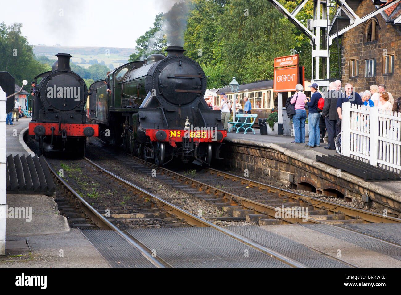 Locomotive a vapore a Grosmont Stazione Nord Yorkshire Inghilterra Foto Stock