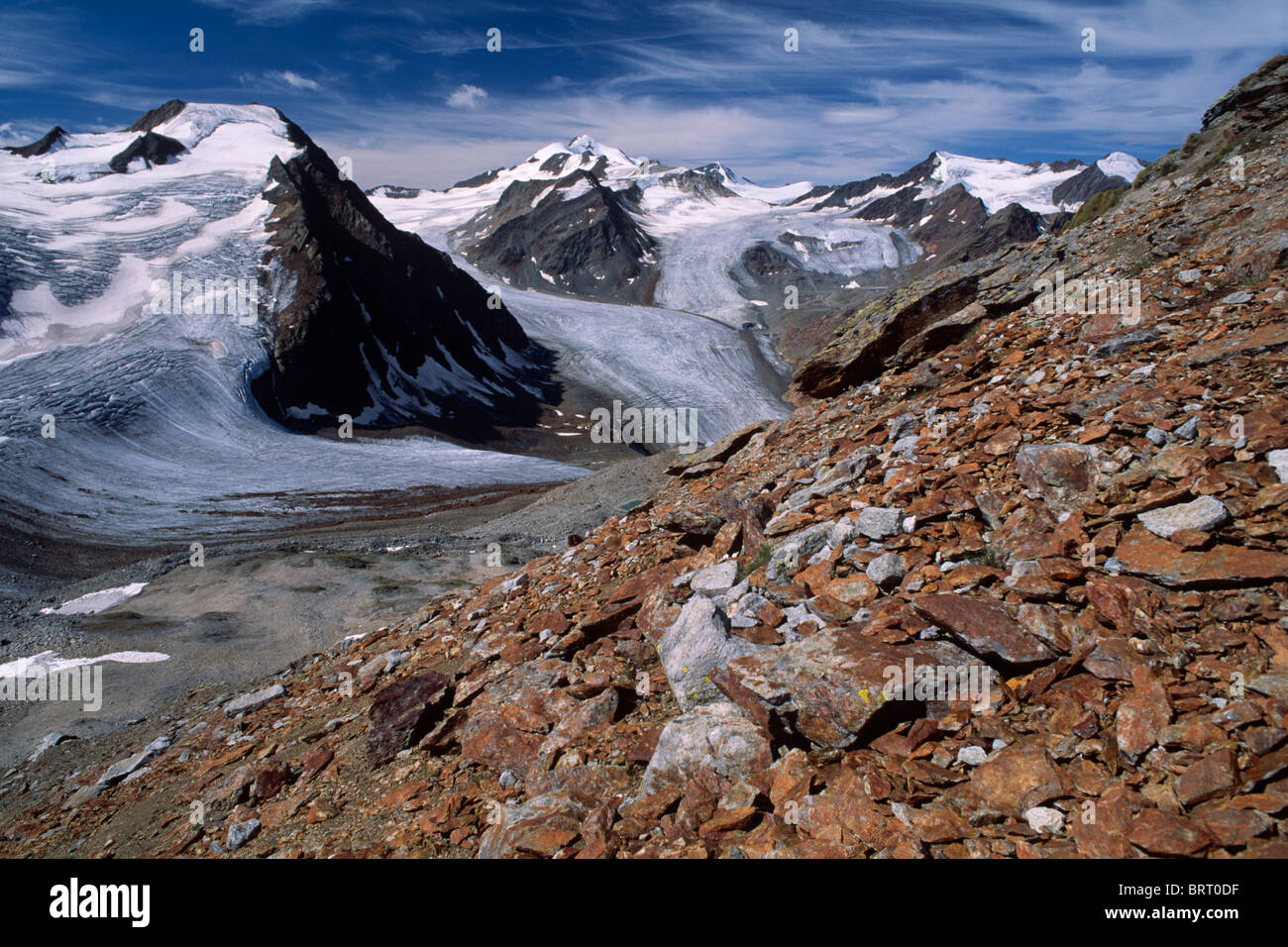 Montare Wildspitze, Oetztal Alpi, Tirolo del nord, Austria, Europa Foto Stock