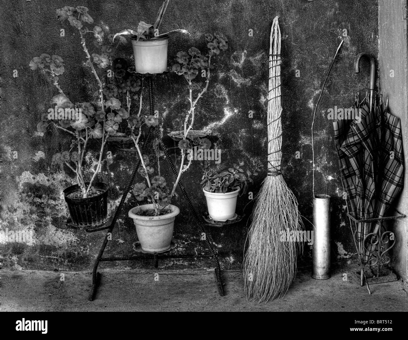 Vecchio ma ben noto le cose di cui sono stati a lungo in uso nella storia europea.BW immagine Foto Stock