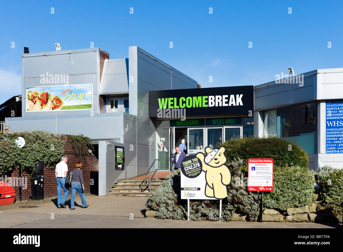 Welcome Break stazione di servizio autostradale, Hartshead, M62, West Yorkshire, Inghilterra, Regno Unito Foto Stock