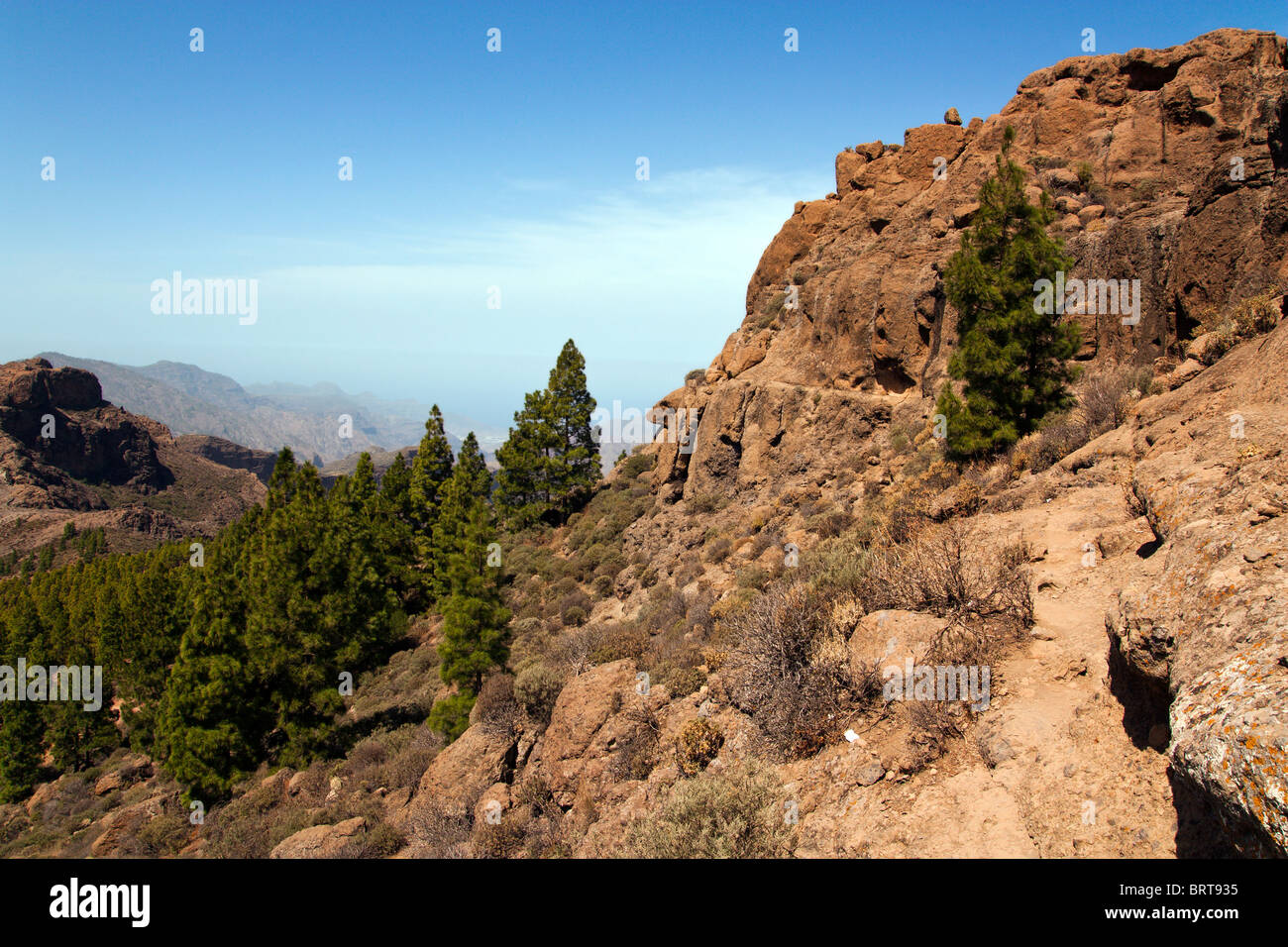 Roque Nublo è uno dei più famosi punti di riferimento nell'isola di Gran Canaria. Foto Stock