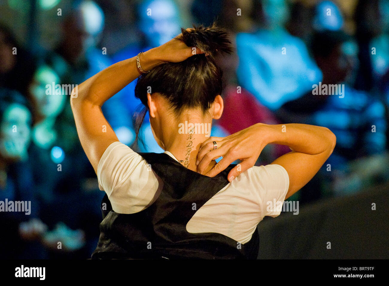 Anna Tatangelo, tattoo dedicato a suo figlio Andrea, Milano, 2010 Foto Stock