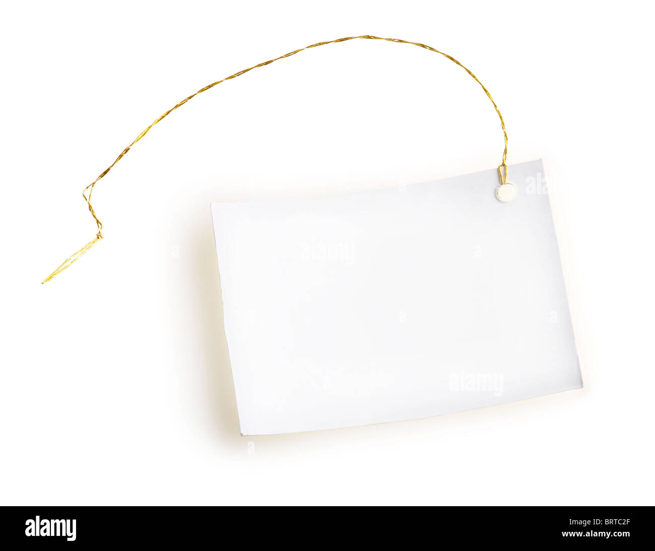 Etichetta di luce con filo di oro su sfondo bianco Foto Stock