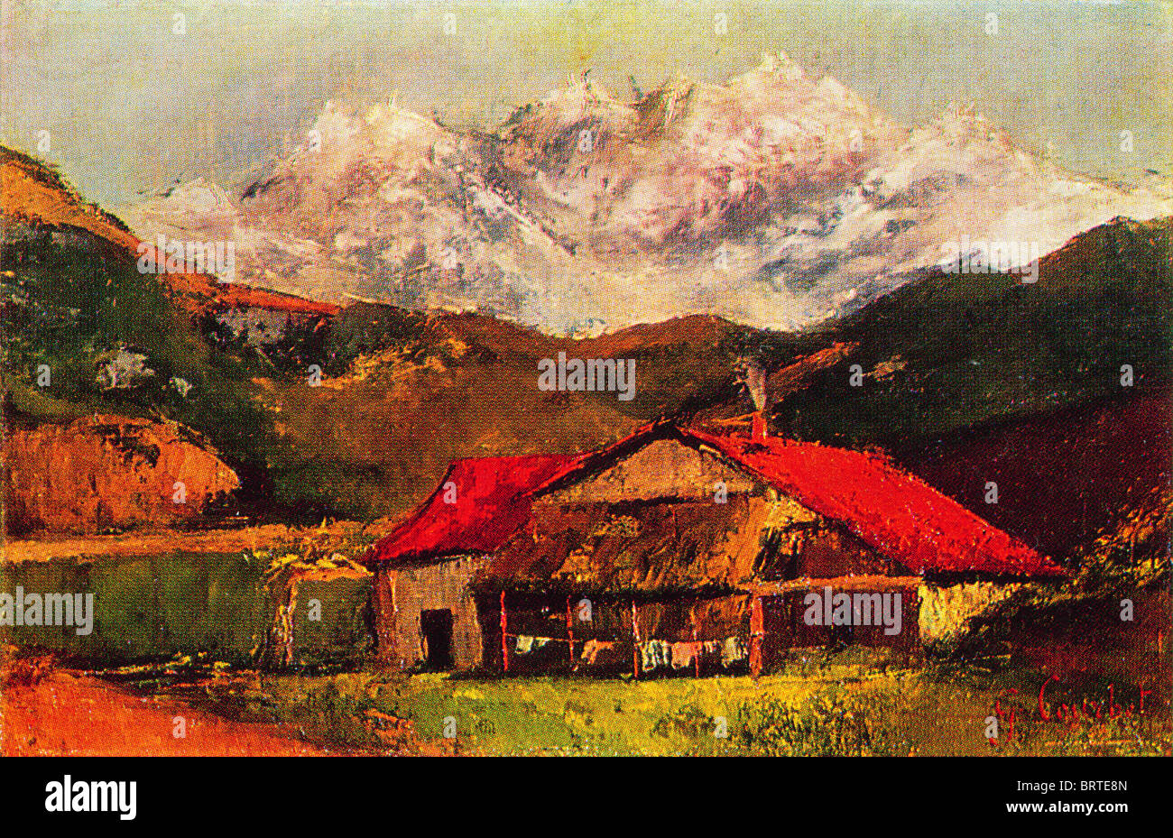 Gustave Courbet - una baita in montagna. 1870 s. Foto Stock