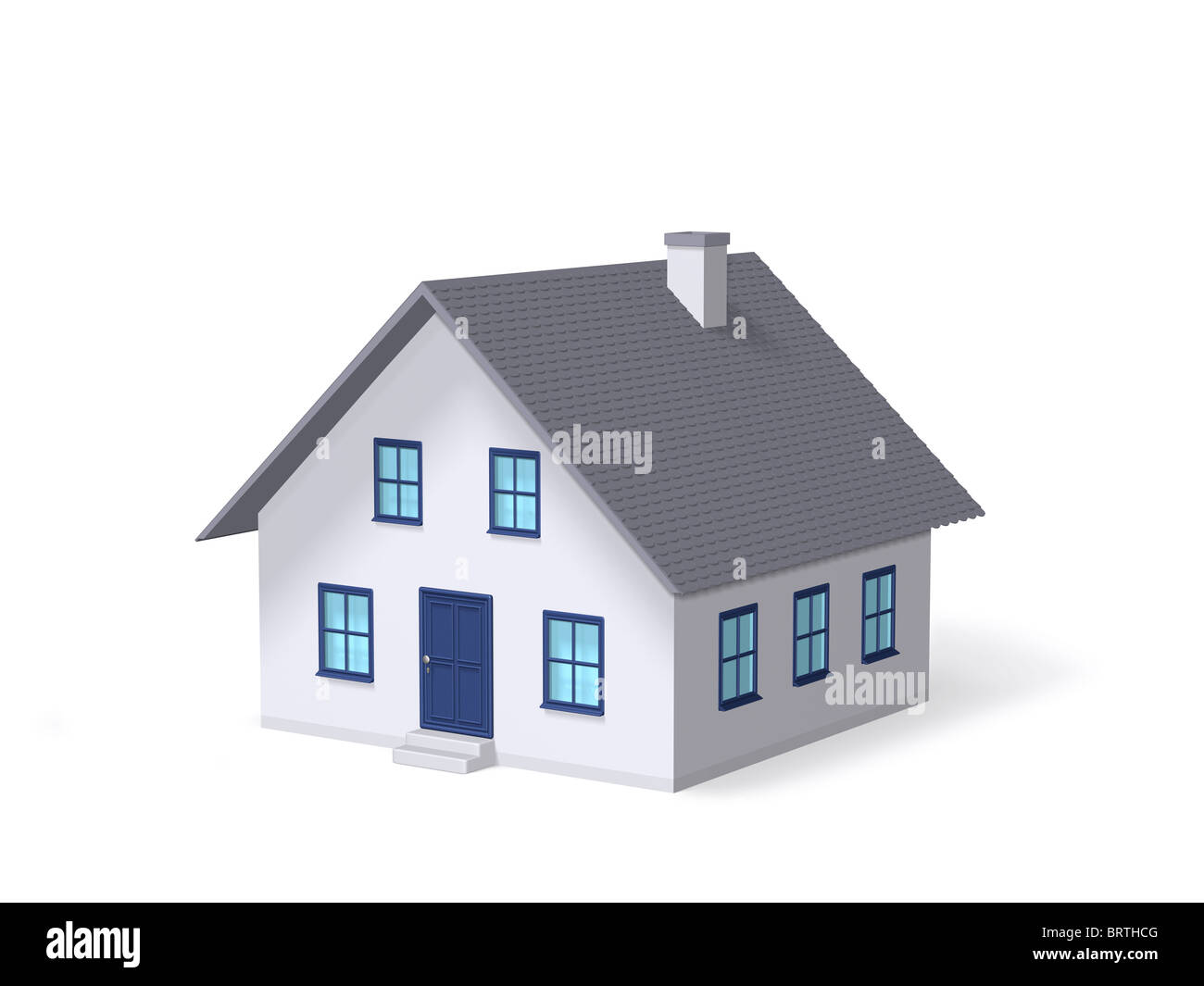 Modello di una casa isolata su bianco di clipping-path. Foto Stock