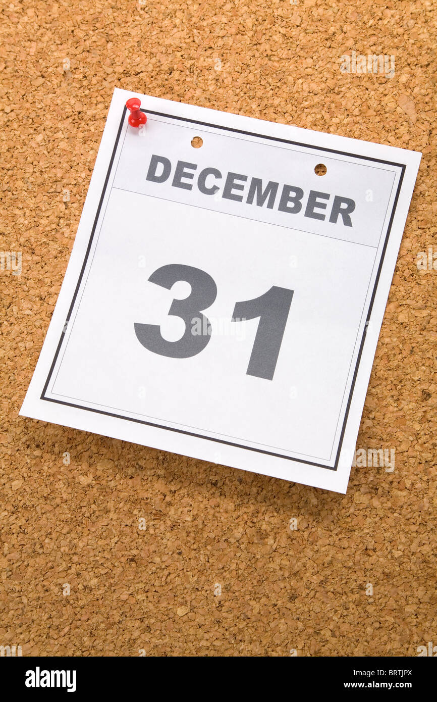 Ultimo giorno dell'anno, data di calendario Dicembre 31 per lo sfondo Foto Stock