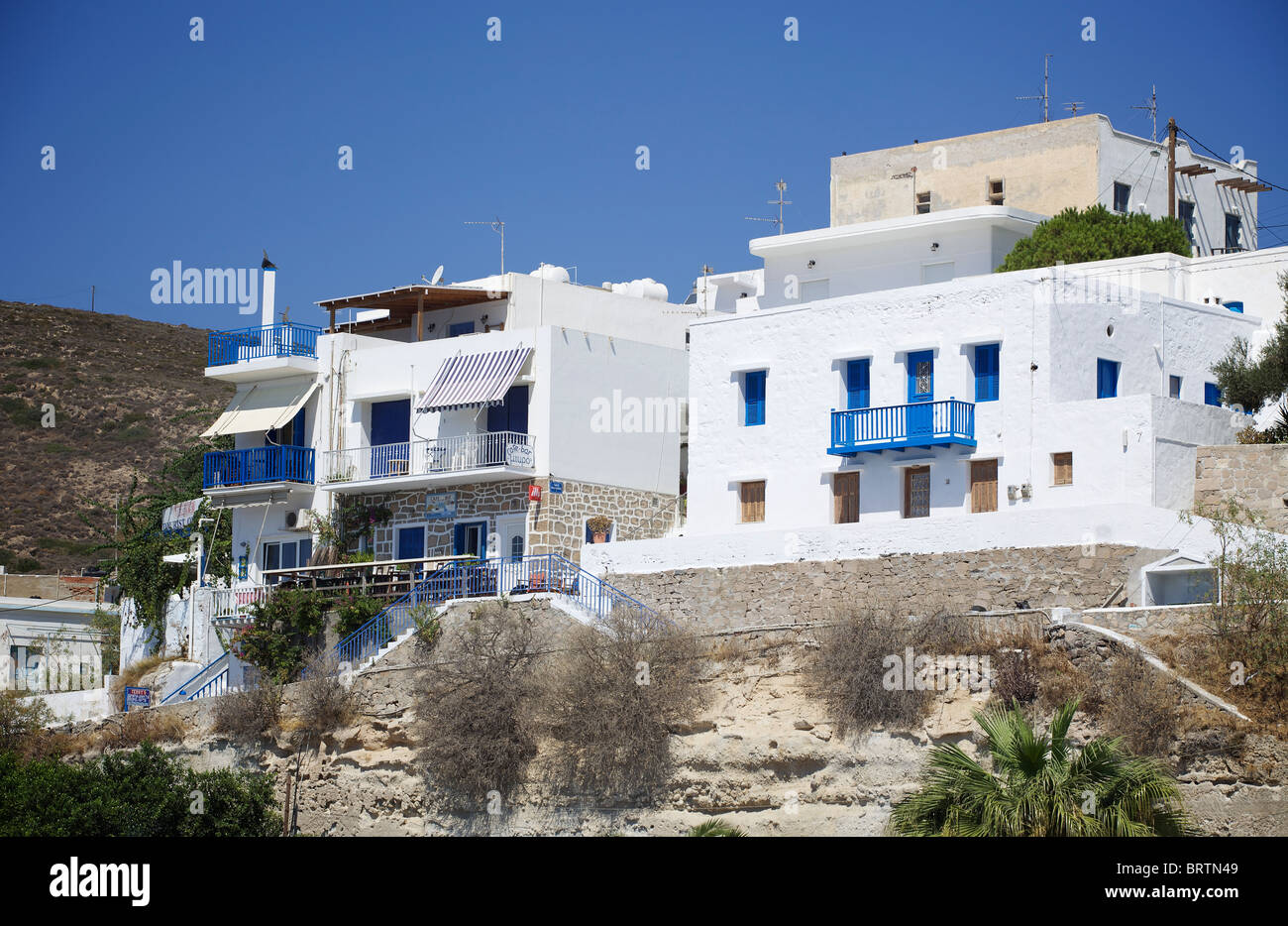 Grecia CICLADI isola di Milos landscape europe tipiche case Foto Stock