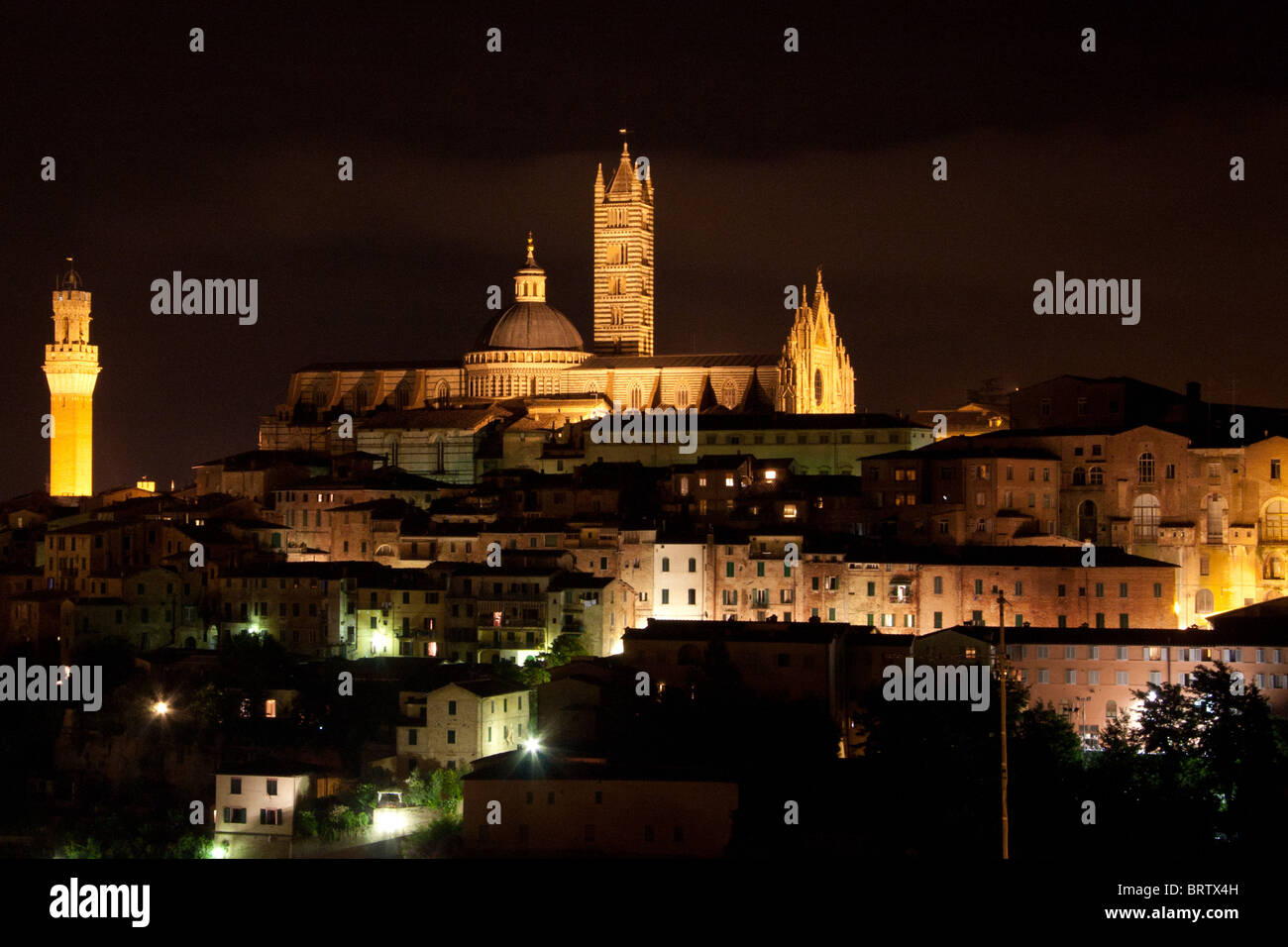 Cattedrale di Siena di notte Foto Stock