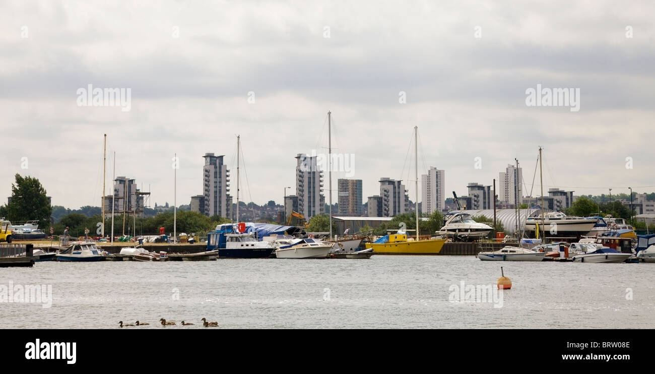 Royal Albert Docks, a est di Londra. Foto Stock
