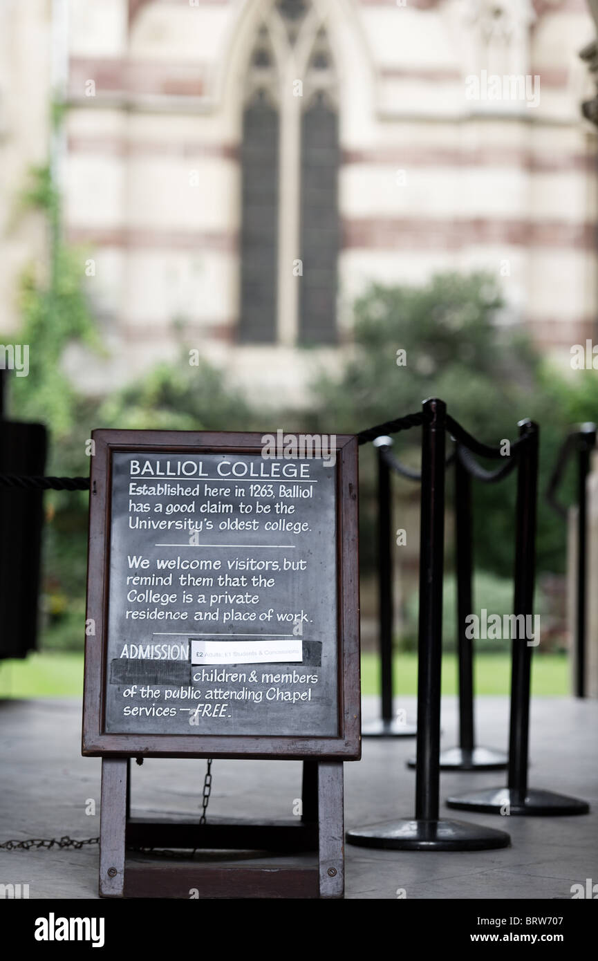 Balliol College, il più antico collegio della più antica università in Inghilterra (Oxford). Foto Stock