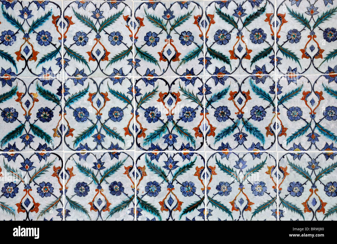Palazzo Topkapı sultano ottomano residence Istanbul Turchia İznik Iznik piastrelle ceramiche piastrelle di decorare la parete interna della decorazione Foto Stock