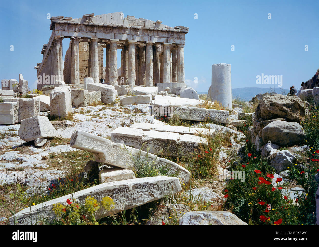 Il Partenone, dall'Acropoli di Atene, Grecia, Europa Foto Stock