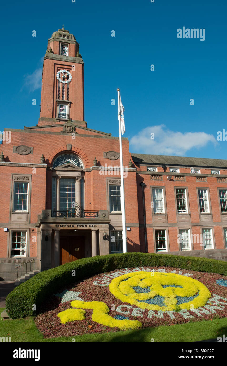 Trafford Town Hall, precedentemente fino 1974 Stretford Town Hall, aperto nel 1933,architetti Bradshaw Gass e speranza.Il Grade ii Listed. Foto Stock