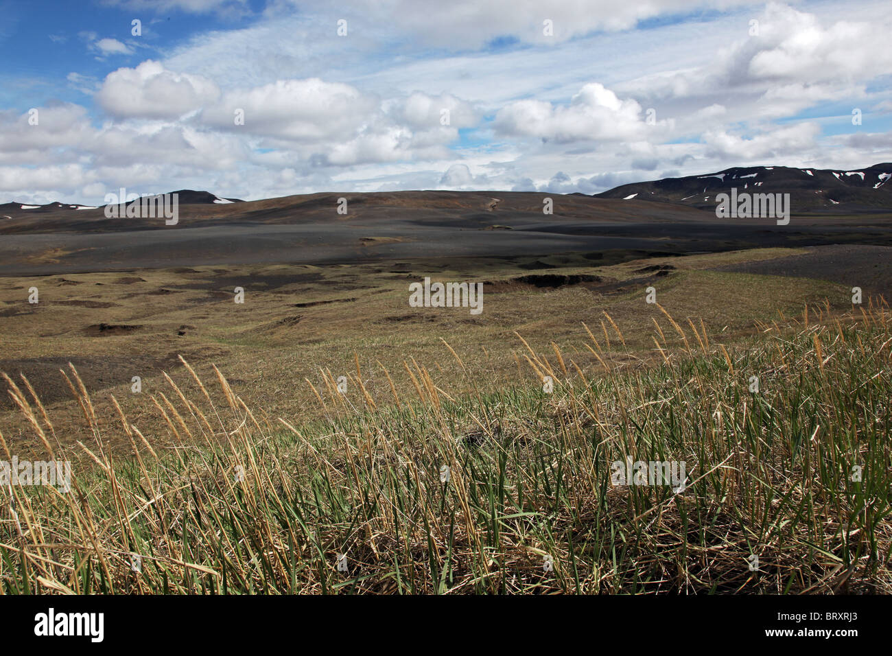 BROWN paesaggio di montagna, deserto-come percorsi nell'Islanda Orientale, EUROPA ISLANDA Foto Stock