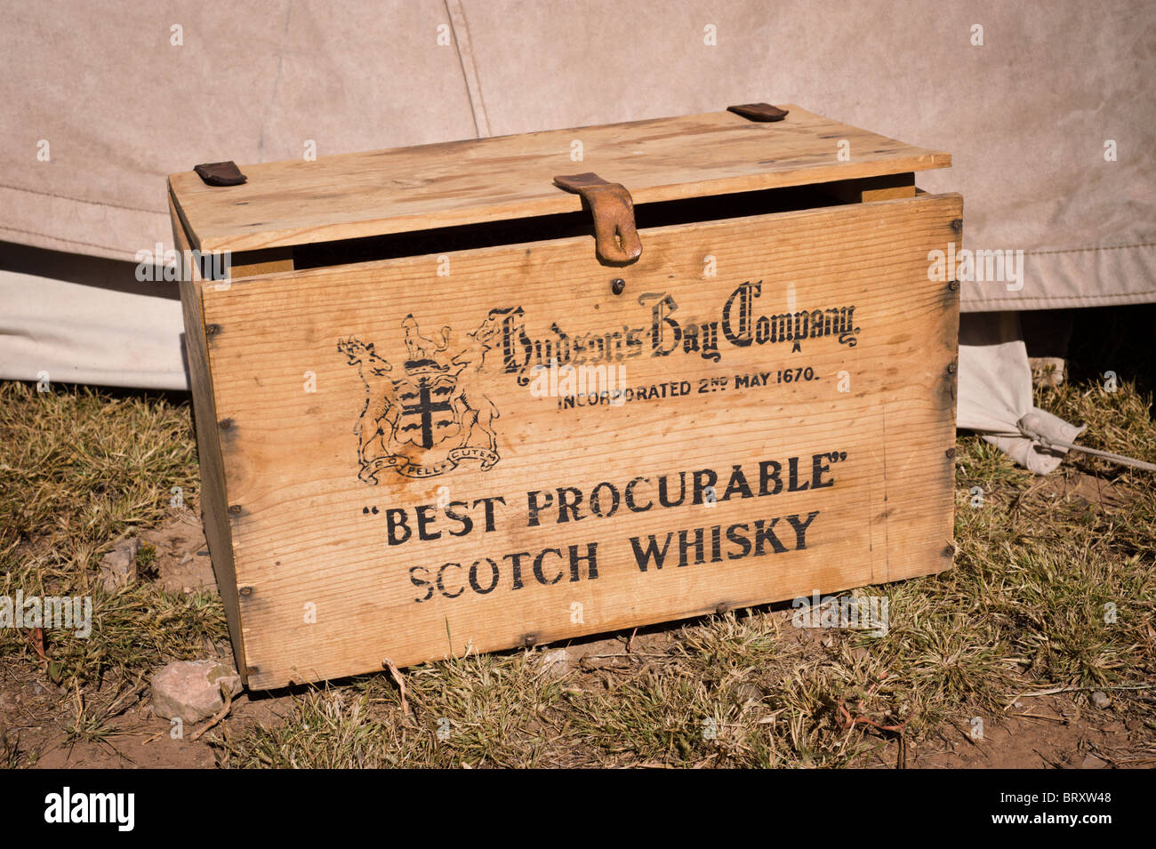 Hudson's Bay Company Scotch Whisky, presso il Lincoln County Cowboy Simposio e Chuck wagon Cook-Off, Ruidoso Downs, Nuovo Messico. Foto Stock