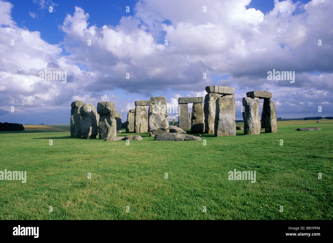 Stonehenge, Wiltshire, Inghilterra Inglese Regno Unito preistoria preistoria permanente di pietre di pietra Foto Stock