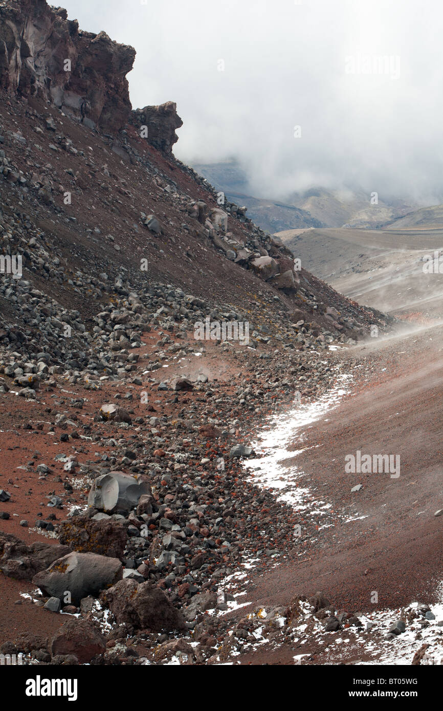 Nuvoloso scena sopra il vulcano Cotopaxi in Ecuador Foto Stock