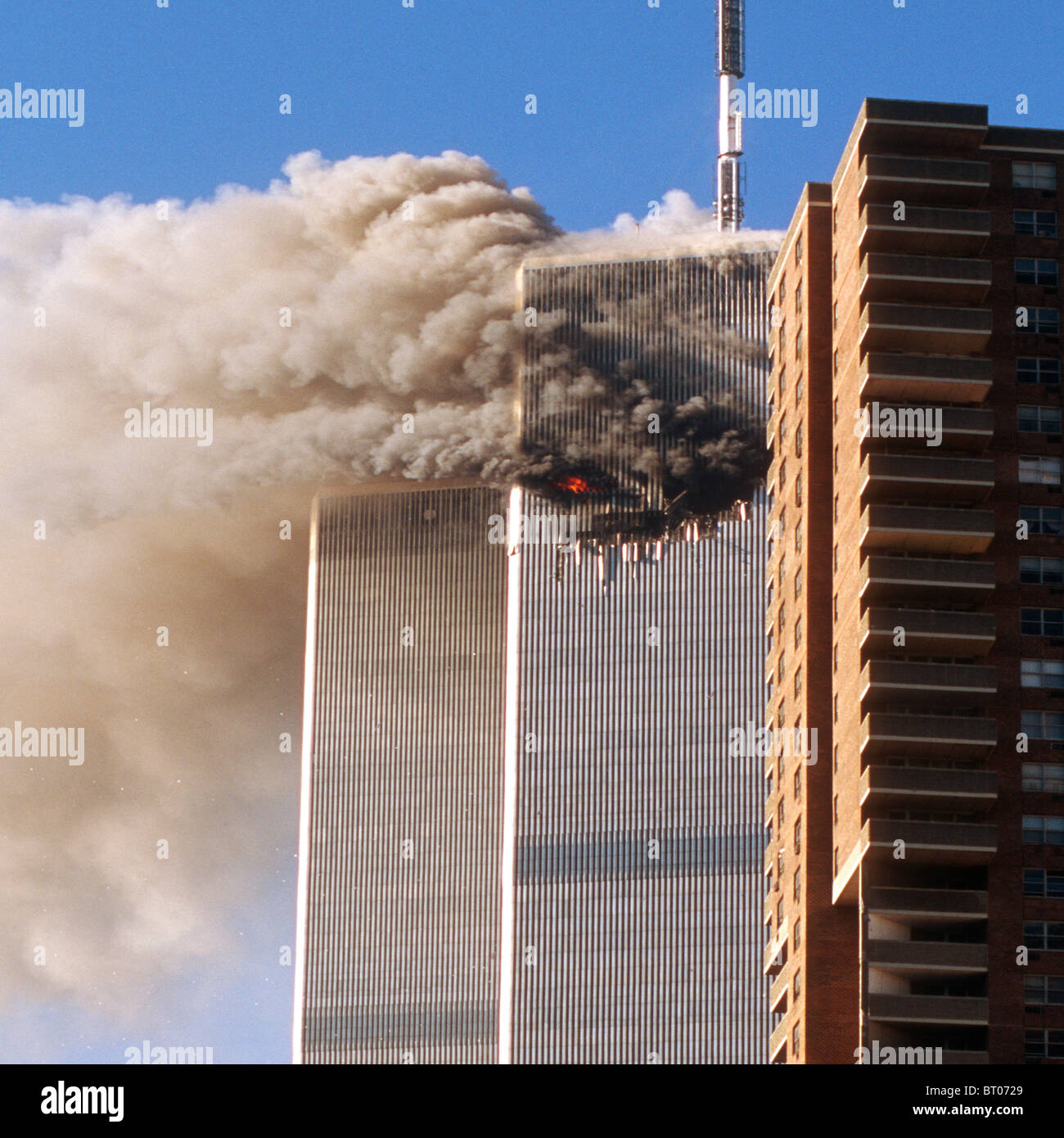 World Trade Center Settembre 11, 2001 Foto Stock