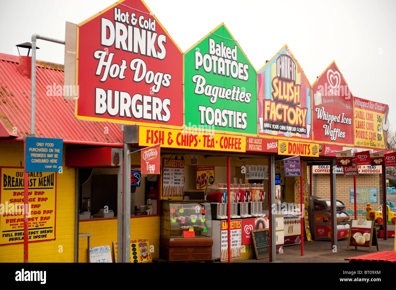 Fast Food sbocchi sul mare Skegness Lincolnshire UK Foto Stock