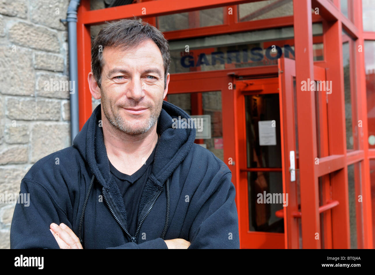 Jason Isaacs dando un q&a circa i suoi film a un pubblico a schermo Play 2010 nelle isole Shetland Foto Stock