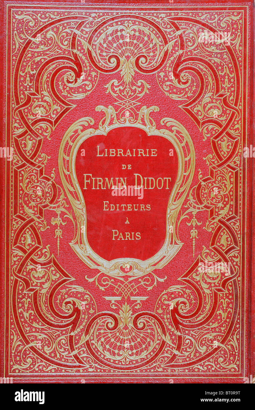 Retro di copertina di un XIX secolo libro pubblicato da Firmin Didot di Parigi. Foto Stock
