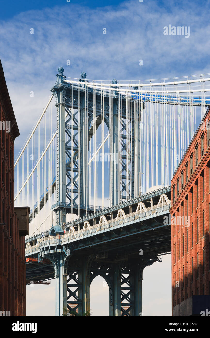 Manhattan Bridge presi da Brooklyn Foto Stock