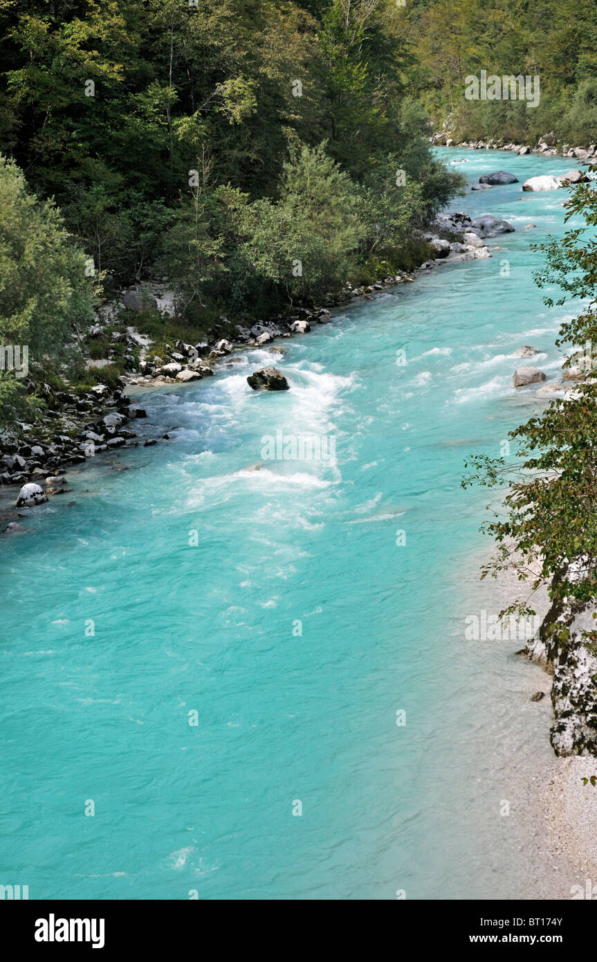 Soca river a Kozjak, il Parco Nazionale del Triglav, sulle Alpi Giulie, Slovenia, Settembre 2010 Foto Stock