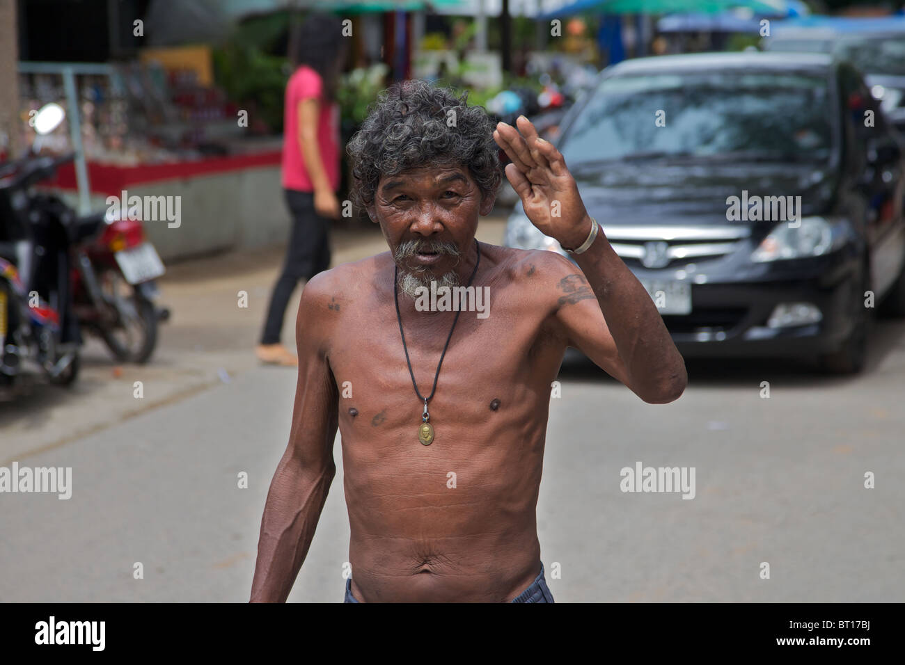 Un anziano di un villaggio gypsie in Phuket, Tailandia Foto Stock